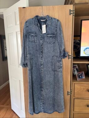 soft surroundings denim dress Soft Surroundings Womens Blue Denim Long sleeve Dress size S